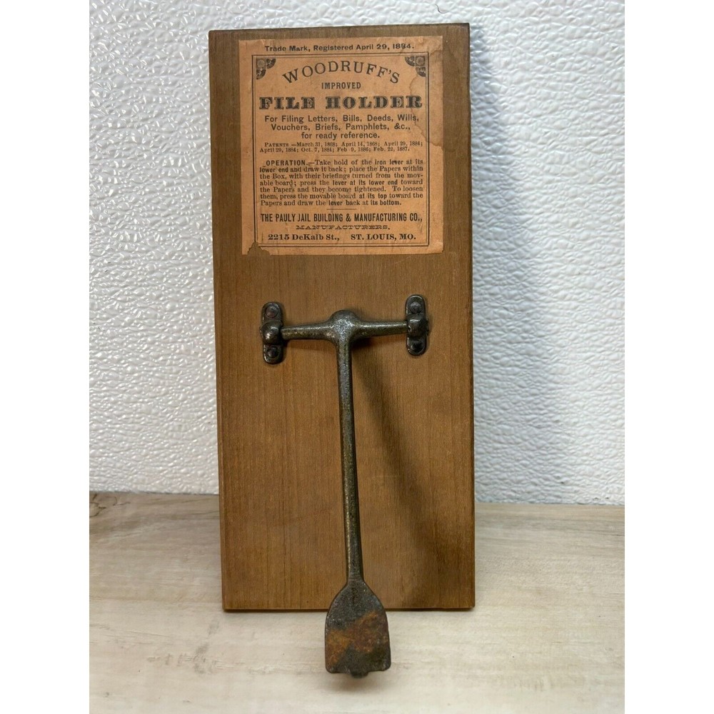 Antique April 29 1884 Woodruff's Wood Improved File Holder Only  Made in USA